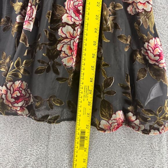 American Eagle Dress Women S Black Velvet Rose Floral Burn Out Slip V-Neck Sheer - Picture 9 of 13